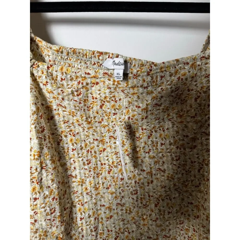 Madewell Hopewell Puff-Sleeve Crop Top in Cottage Garden size XL NWT